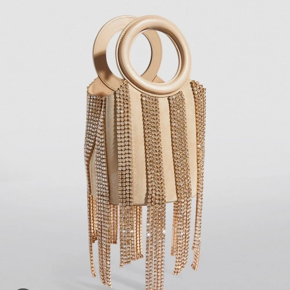 Cult Gaia Taryn Embellished Top Handle Bag in Sand Dollar